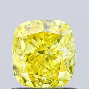 0.9ct CUSHION Fancy Vivid Yellow VS1 Coloured Lab diamond