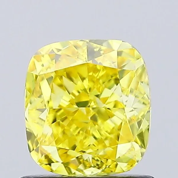 0.9ct CUSHION Fancy Vivid Yellow VS1 Coloured Lab diamond