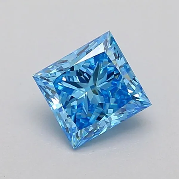 0.8ct PRINCESS Fancy Vivid Blue VVS2 Coloured Lab diamond