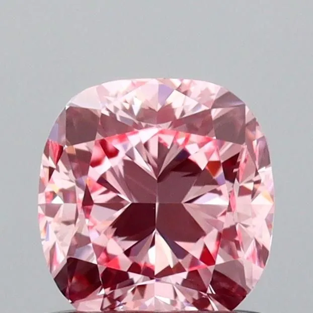 0.90ct CUSHION Fancy Vivid Pink VVS2 Coloured Lab diamond