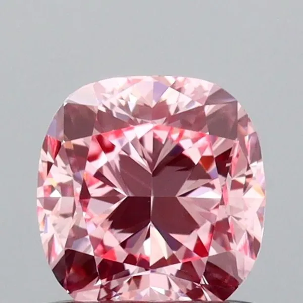 0.9ct CUSHION Fancy Vivid Pink VVS2 Coloured Lab diamond