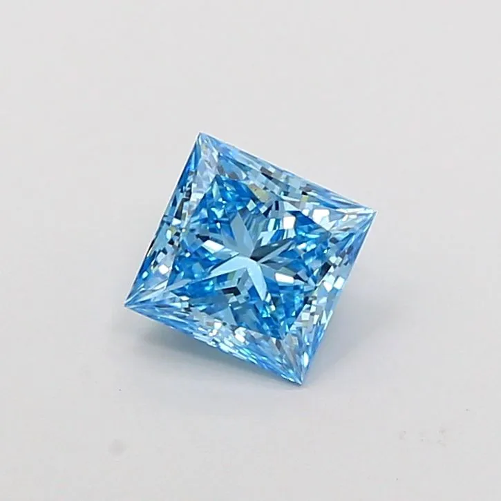 1.02ct PRINCESS Fancy Vivid Blue VVS2 Coloured Lab diamond