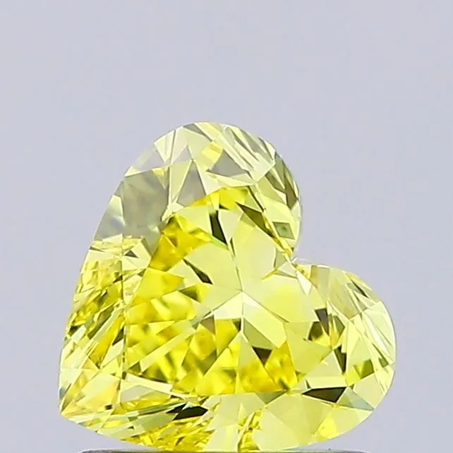 0.98ct HEART Fancy Vivid Yellow VVS2 Coloured Lab diamond