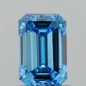 1.5ct EMERALD Fancy Vivid Blue VS1 Coloured Lab diamond