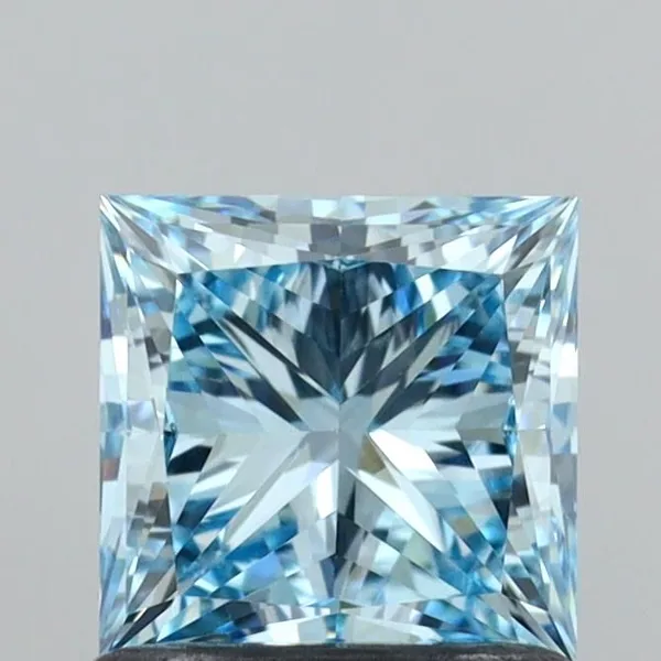 1.04ct PRINCESS Fancy Vivid Blue VVS2 Coloured Lab diamond