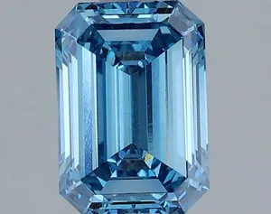 1.32ct EMERALD Fancy Vivid Blue VS1 Coloured Lab diamond
