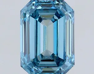 0.55ct EMERALD Fancy Vivid Blue VS1 Coloured Lab diamond