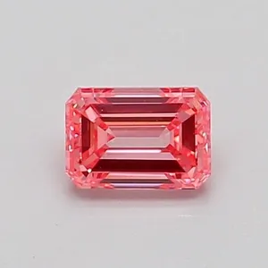 0.51ct EMERALD Fancy Vivid Pink VS2 Coloured Lab diamond