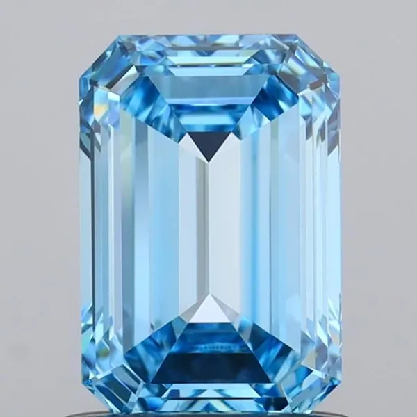 1.04ct EMERALD Fancy Vivid Blue VVS1 Coloured Lab diamond