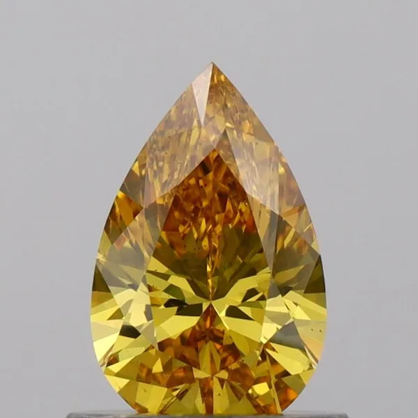 0.7ct PEAR Fancy Vivid Yellow VS2 Coloured Lab diamond