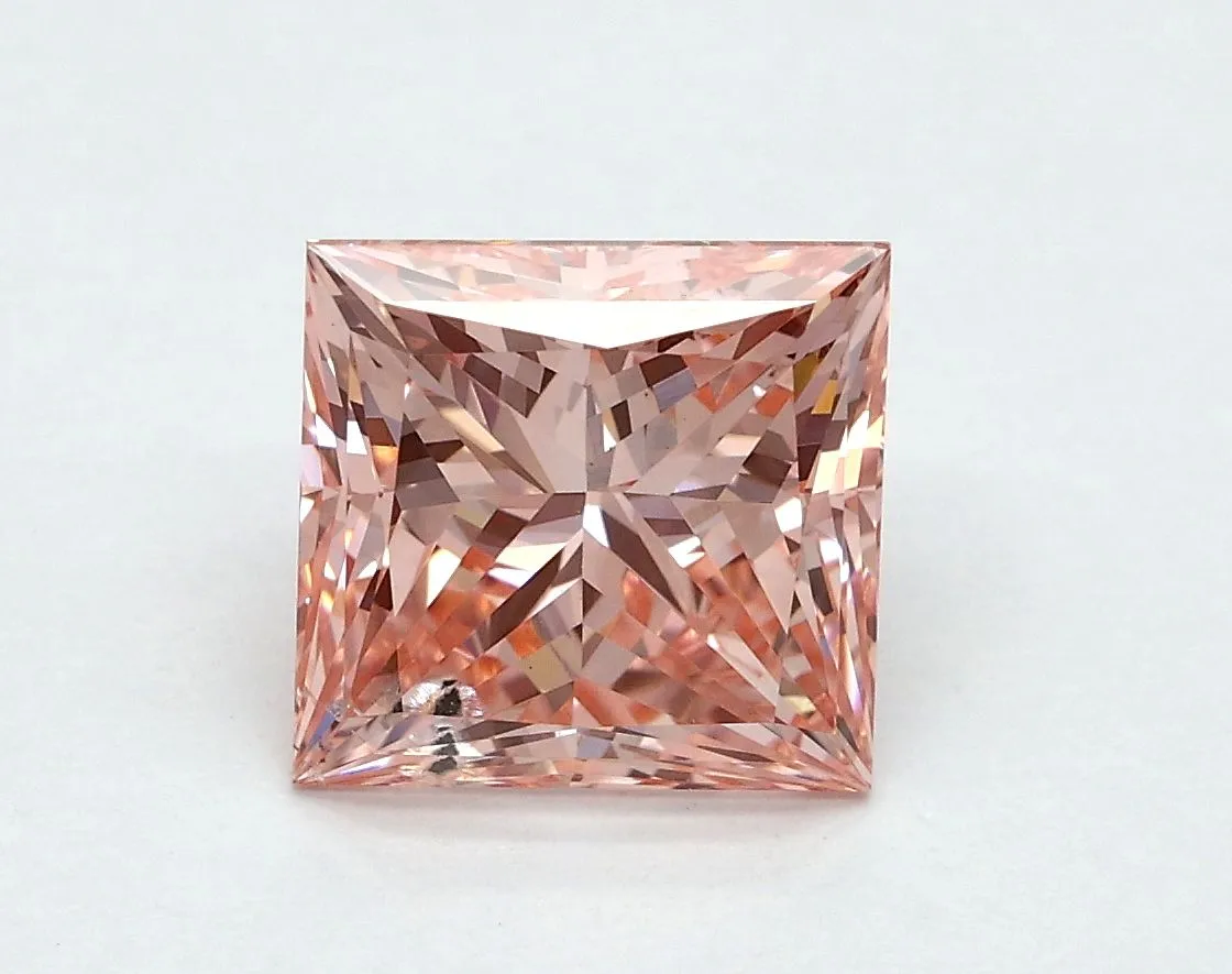 1.52ct PRINCESS Fancy Vivid Pink SI1 Coloured Lab diamond