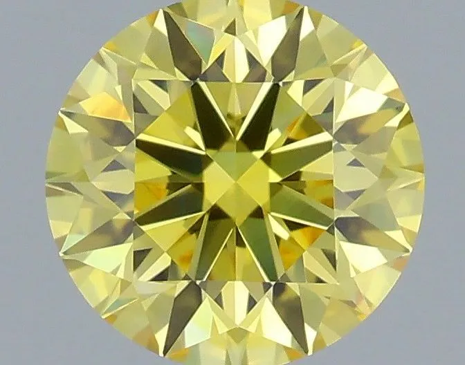 0.63ct ROUND Fancy Vivid Yellow VVS2 Coloured Lab diamond