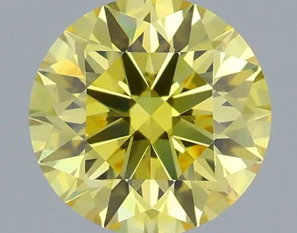 0.63ct ROUND Fancy Vivid Yellow VVS2 Coloured Lab diamond