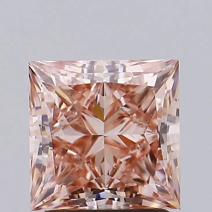 2.05ct PRINCESS Fancy Intense Brownish Pink VS1 Coloured Lab diamond