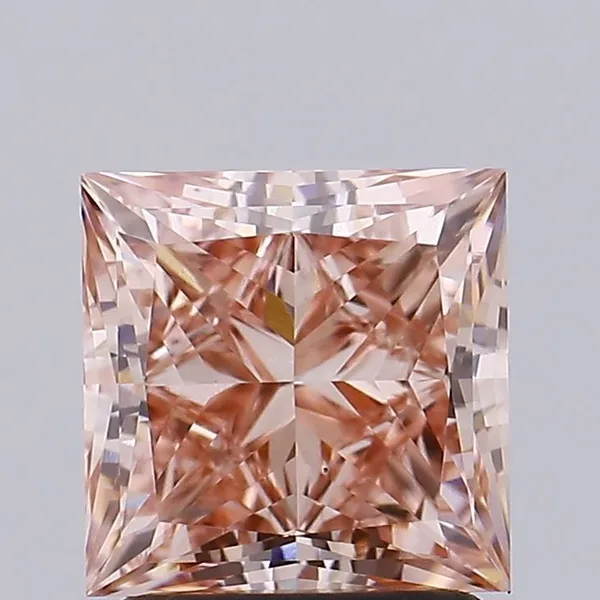 2.05ct PRINCESS Fancy Intense Brownish Pink VS1 Coloured Lab diamond