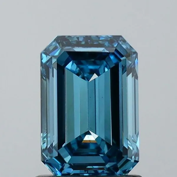 1.32ct EMERALD Fancy Vivid Greenish Blue VS1 Coloured Lab diamond