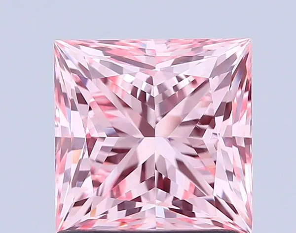 1.59ct PRINCESS Fancy Intense Pink VVS2 Coloured Lab diamond