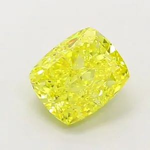 1.18ct CUSHION Fancy Vivid Yellow VVS2 Coloured Lab diamond