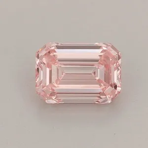 0.52ct EMERALD Fancy Vivid Pink VS1 Coloured Lab diamond
