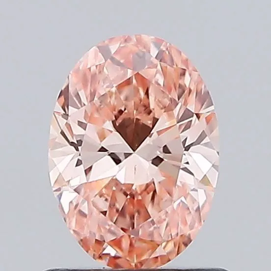 0.77ct OVAL Fancy Vivid Orangey Pink VS1 Coloured Lab diamond