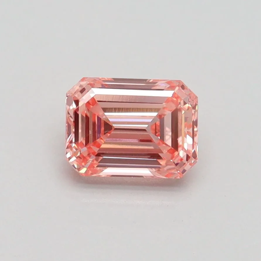 0.84ct EMERALD Fancy Intense Orangey Pink VS2 Coloured Lab diamond