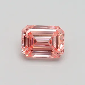 0.84ct EMERALD Fancy Intense Orangey Pink VS2 Coloured Lab diamond