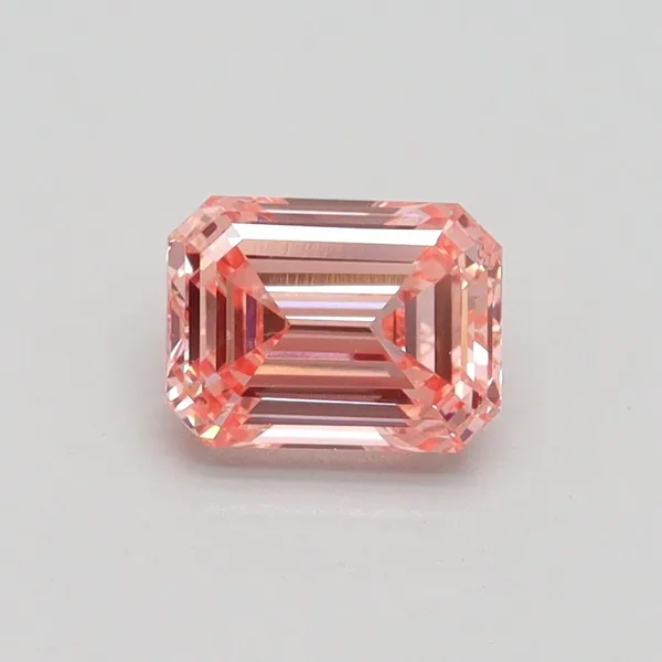 0.84ct EMERALD Fancy Intense Orangey Pink VS2 Coloured Lab diamond