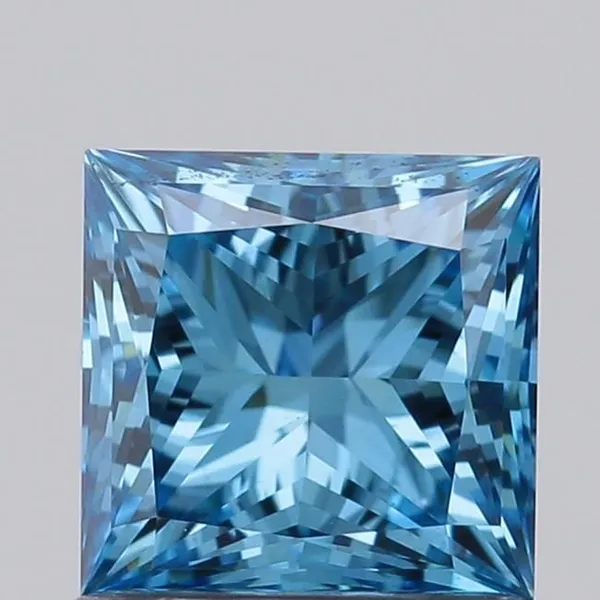 0.96ct PRINCESS Fancy Vivid Blue VS2 Coloured Lab diamond