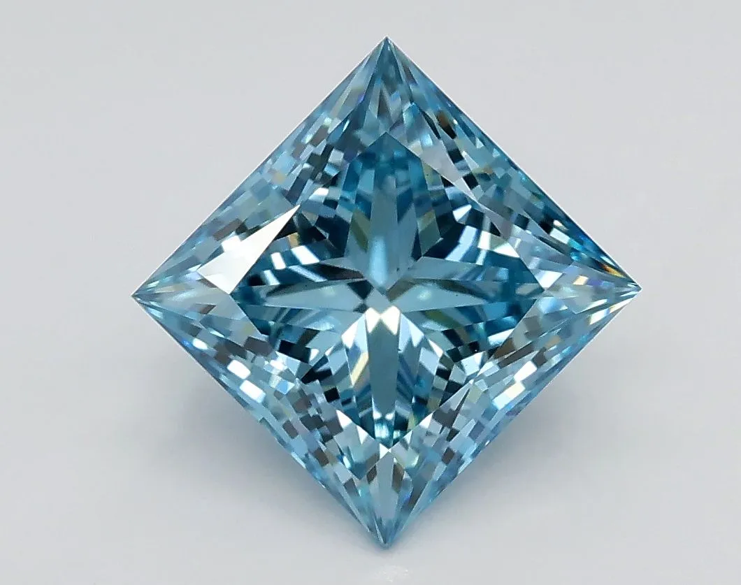 2.06ct PRINCESS Fancy Vivid Blue VS1 Coloured Lab diamond