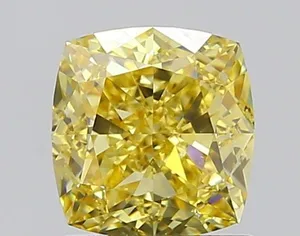 1.27ct CUSHION Fancy Vivid Yellow VVS1 Coloured Lab diamond