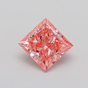 0.44ct PRINCESS Fancy Vivid Pink VS1 Coloured Lab diamond