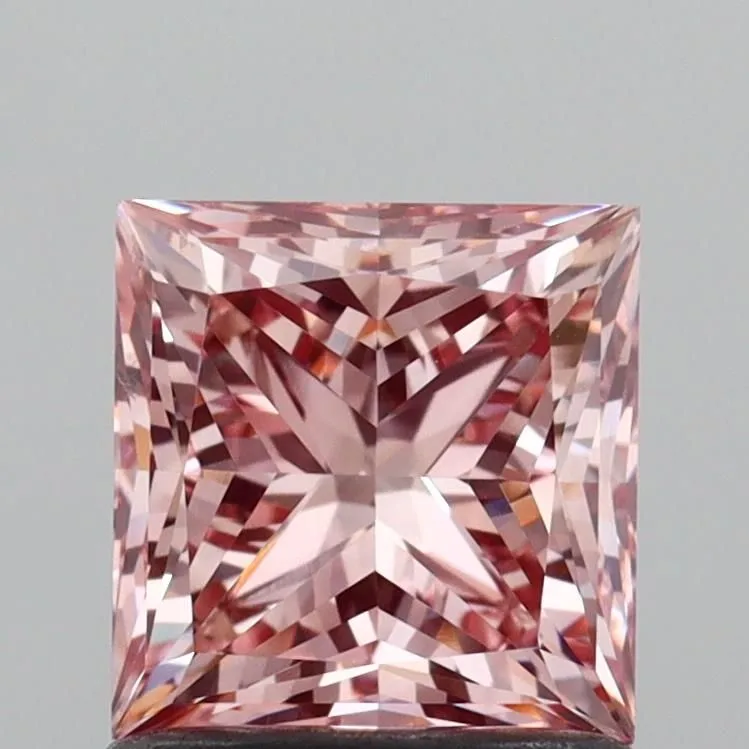 1.24ct PRINCESS Fancy Intense Brownish Pink VS2 Coloured Lab diamond