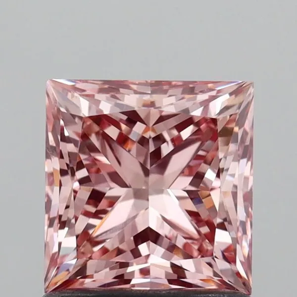 1.24ct PRINCESS Fancy Intense Brownish Pink VS2 Coloured Lab diamond