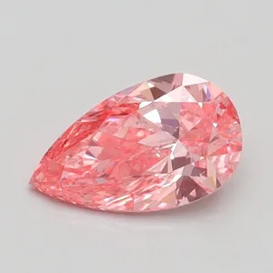 0.6ct PEAR Fancy Vivid Pink SI1 Coloured Lab diamond