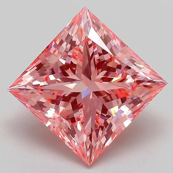 4.23ct PRINCESS Fancy Vivid Pink VS1 Coloured Lab diamond