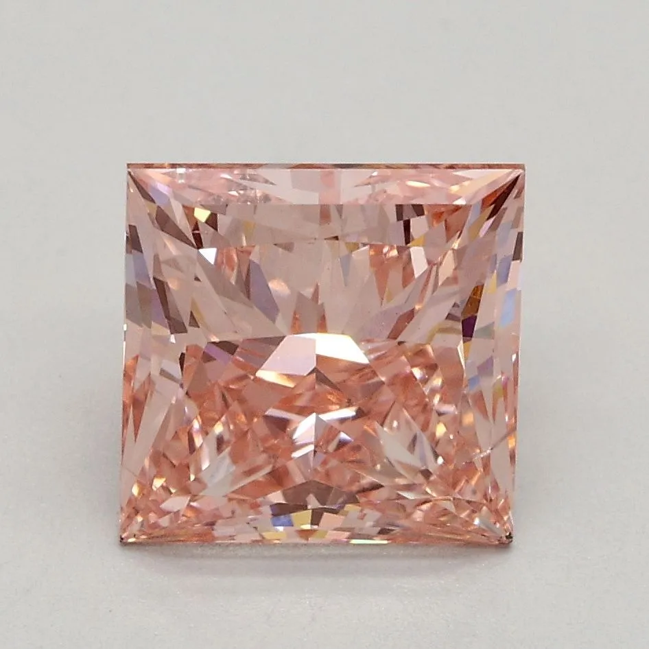 2.07ct PRINCESS Fancy Intense Pink SI1 Coloured Lab diamond