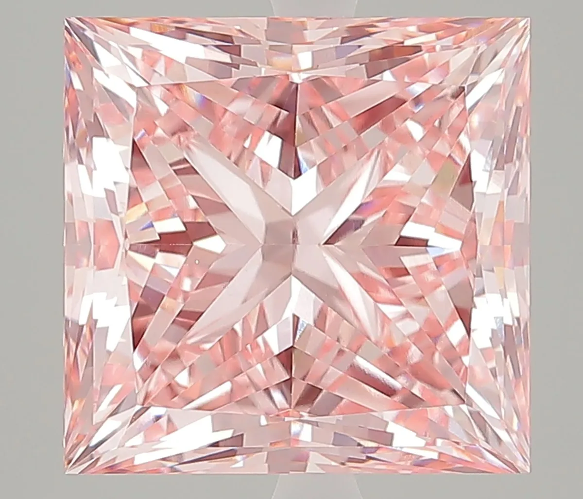 7.01ct PRINCESS Fancy Vivid Pink VS1 Coloured Lab diamond