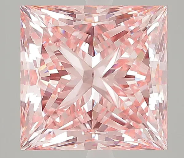 7.01ct PRINCESS Fancy Vivid Pink VS1 Coloured Lab diamond