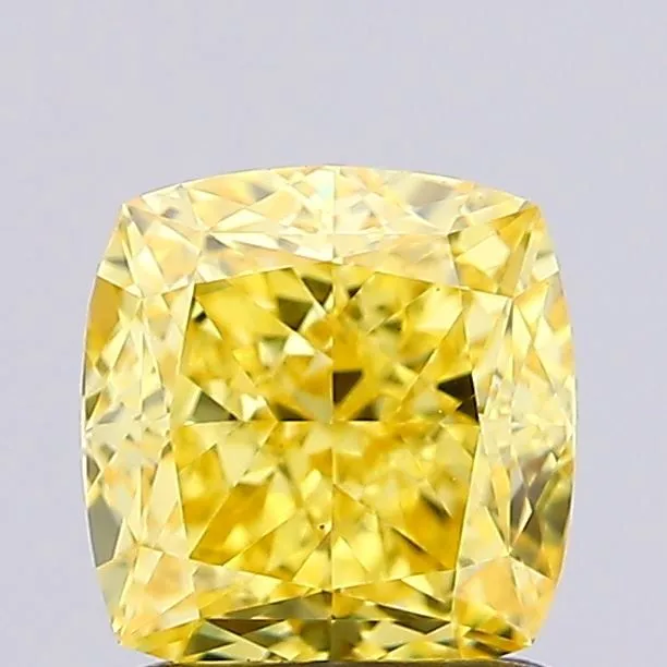 1.20ct CUSHION Fancy Vivid Yellow VS1 Coloured Lab diamond
