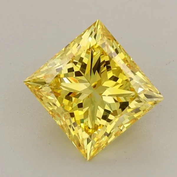 1.08ct PRINCESS Fancy Vivid Yellow VS1 Coloured Lab diamond
