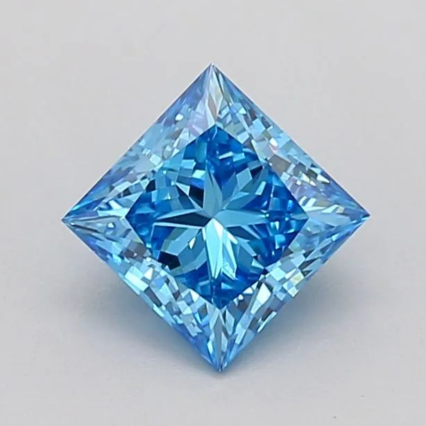 0.90ct PRINCESS Fancy Vivid Blue VS1 Coloured Lab diamond