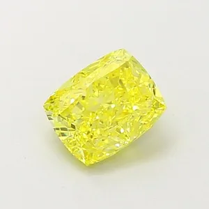 0.71ct CUSHION Fancy Vivid Yellow VVS2 Coloured Lab diamond