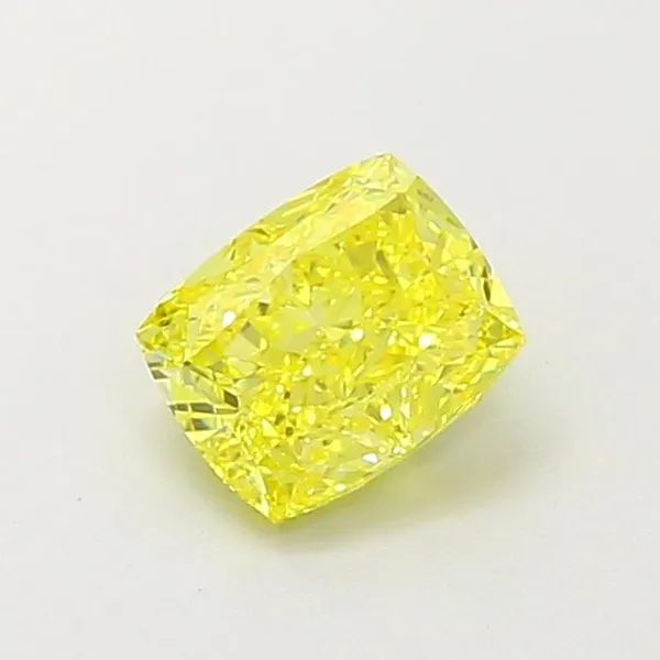 0.71ct CUSHION Fancy Vivid Yellow VVS2 Coloured Lab diamond