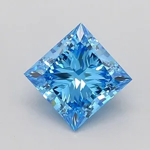 0.9ct PRINCESS Fancy Vivid Blue VVS2 Coloured Lab diamond