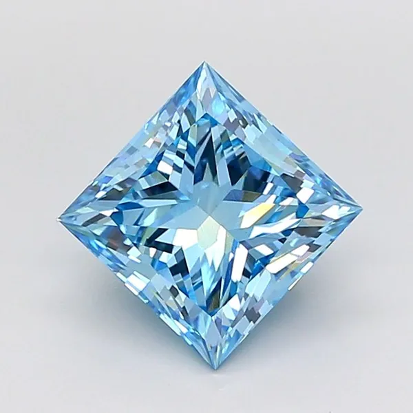 3ct PRINCESS Fancy Vivid Blue VS1 Coloured Lab diamond