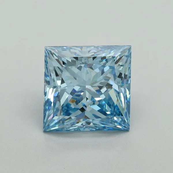 3ct PRINCESS Fancy Vivid Blue VS1 Coloured Lab diamond