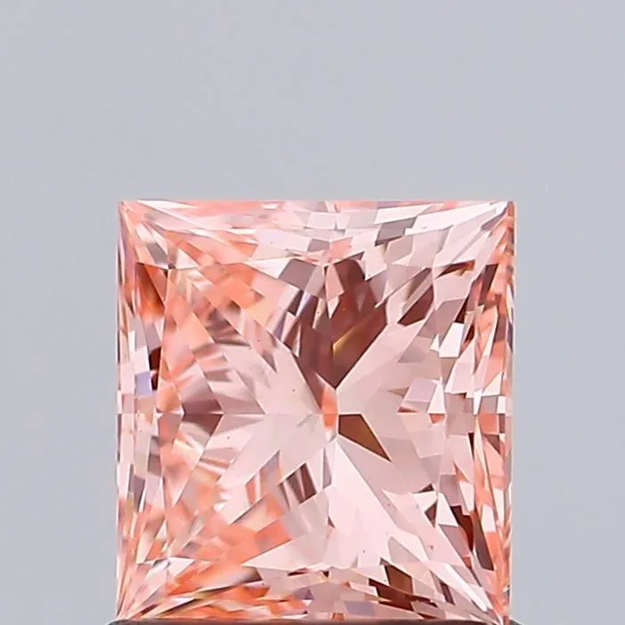 1.11ct PRINCESS Fancy Vivid Pink VS1 Coloured Lab diamond