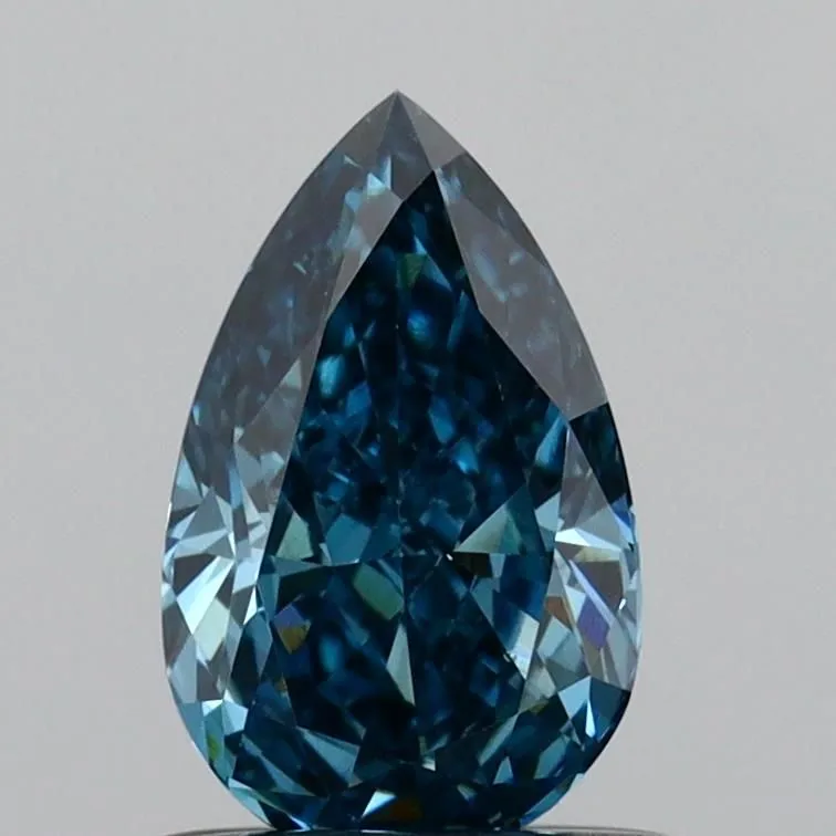 0.77ct PEAR Fancy Vivid Blue VS1 Coloured Lab diamond