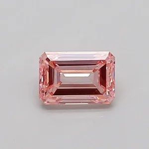 0.38ct EMERALD Fancy Intense Pink VS1 Coloured Lab diamond