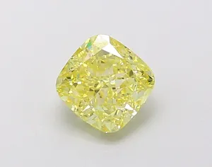 1.11ct CUSHION Fancy Intense Yellow VVS1 Coloured Lab diamond